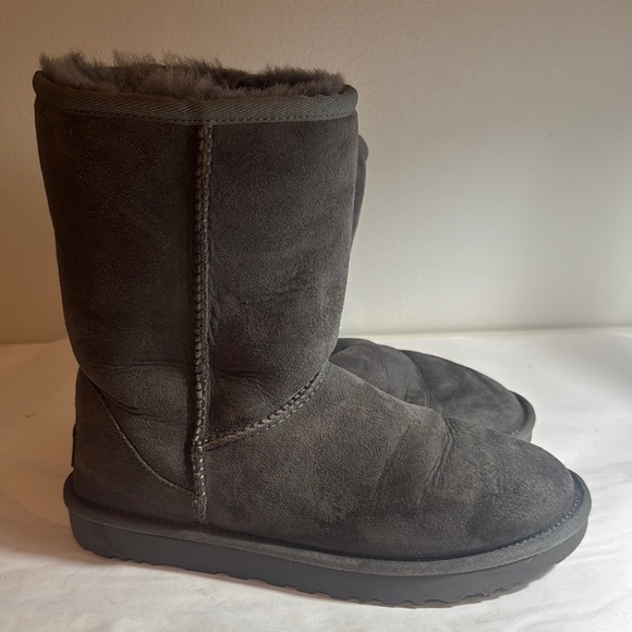 Used Ugg Gray Boots Suede Fur-Lined Womens size 8 - Picture 1 of 7